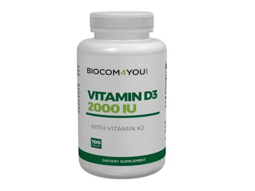 Biocom Vitamin D3 2000 IU tabletta (K2 vitaminnal) 100db - Bio és natúr étrendkiegészítők