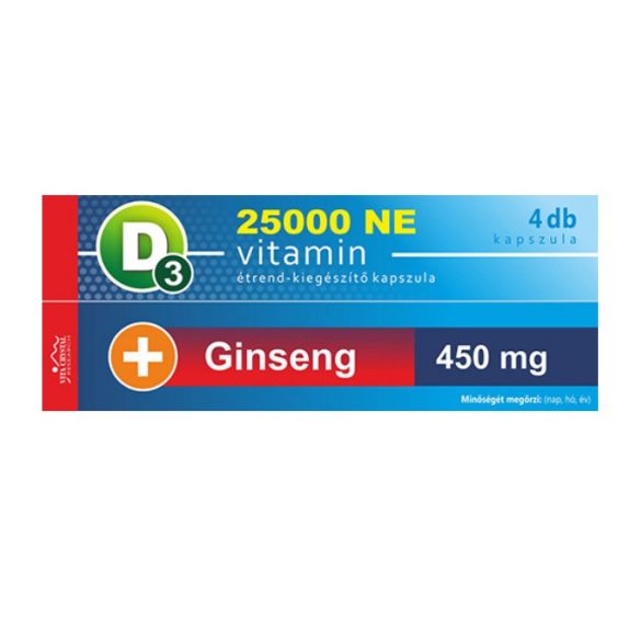 Vita Crystal D3-vitamin 50 000 NE + Ginseng 450 mg. 1 hónapos kiszerelés. 1 kapszula / hét.