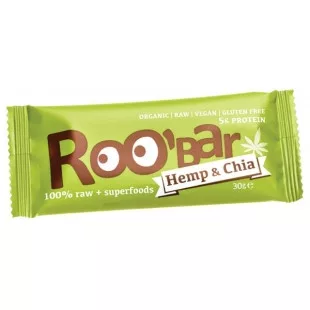 Roobar 100% raw bio gyümölcsszelet kender prozein-chia mag 30 g - Bio és natúr élelmiszerek