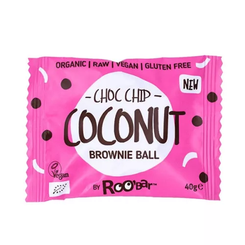 Roobar bio vegán brownie golyó csoki darabok-kókusz 40 g