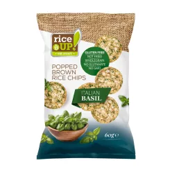 Rice Up barna rizs chips italian basil ízű 60 g - 