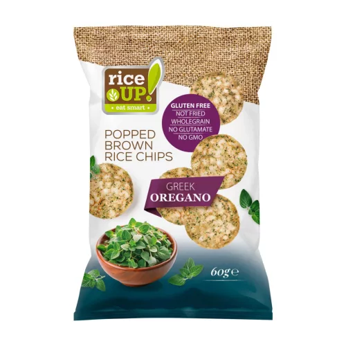 Rice Up barna rizs chips greek oregano ízű 60 g - 