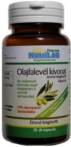 Nutrilab olajfalevél kivonat kapszula 30 db - Bio és natúr étrendkiegészítők