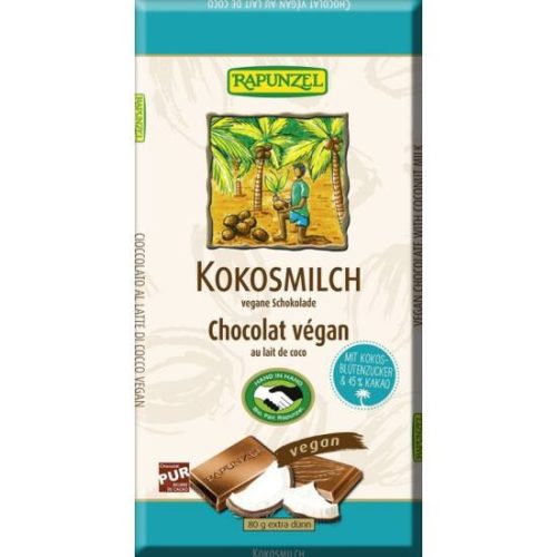 BIO RAPUNZEL KÓKUSZTEJES CSOKOLÁDÉ KÓKUSZVIRÁGCUKORRAL 80 g