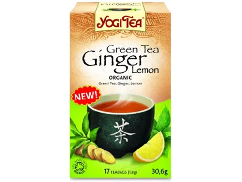 Yogi bio tea zöld tea gyömbérrel citrommal 31 g - Bio és natúr élelmiszerek