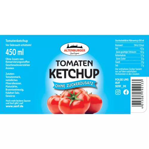 Altenburger paradicsomos ketchup hozzáadott cukor nélkül 450 ml