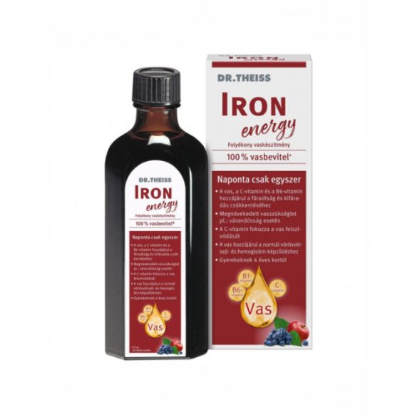 Dr.Theiss iron energy folyékony étrend-kiegészítő vassal és vitaminokkal, édesítőszerrel 250 ml