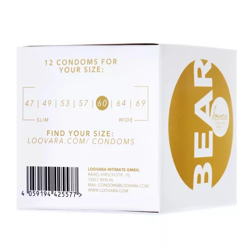 Loovara Bear 60 vegán óvszer - 60mm (12 db) - Bio és natúr intim termékek