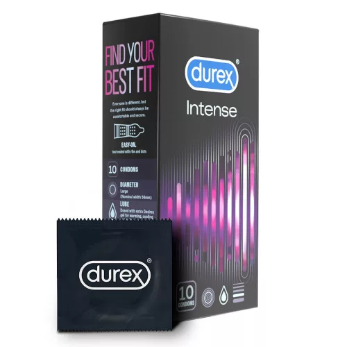 Durex Intense - bordázott és pontozott óvszer (10db) - - Bio és natúr intim termékek