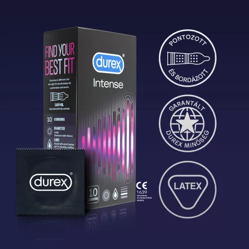 Durex Intense - bordázott és pontozott óvszer (10db) - - Bio és natúr intim termékek