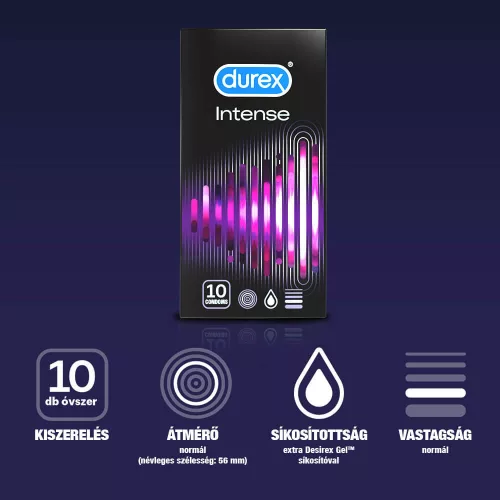 Durex Intense - bordázott és pontozott óvszer (10db) - - Bio és natúr intim termékek
