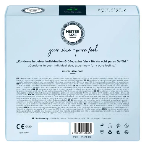 Mister Size vékony óvszer - 47mm (36 db) - Bio és natúr intim termékek