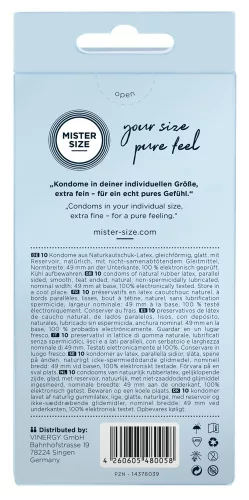 Mister Size vékony óvszer - 49mm (10db) - Bio és natúr intim termékek
