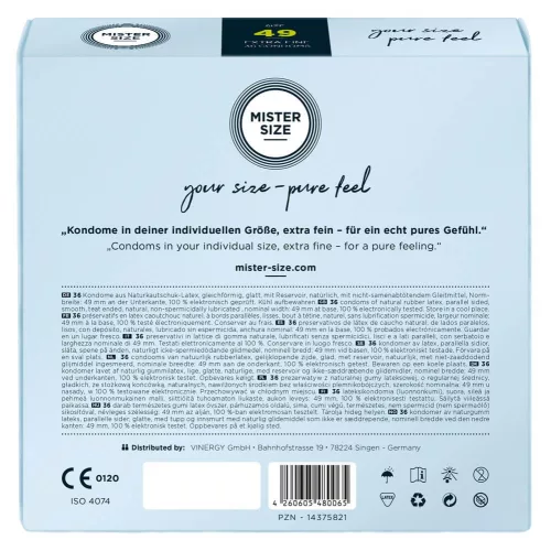 Mister Size vékony óvszer - 49mm (36 db) - Bio és natúr intim termékek