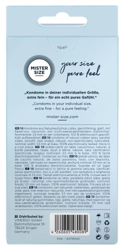 Mister Size vékony óvszer - 53mm (10db) - Bio és natúr intim termékek