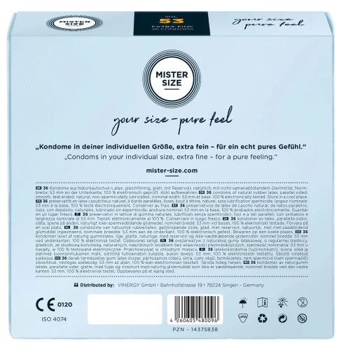 Mister Size vékony óvszer - 53mm (36 db) - Bio és natúr intim termékek