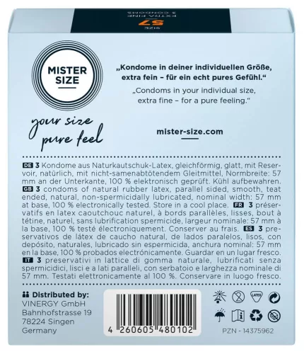 Mister Size vékony óvszer - 57mm (3db) - Bio és natúr intim termékek