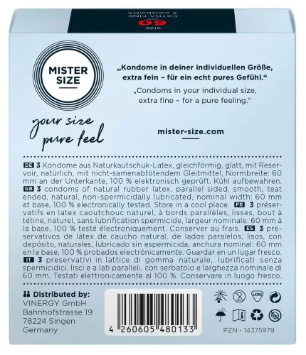 Mister Size vékony óvszer - 60mm (3db) - Bio és natúr intim termékek