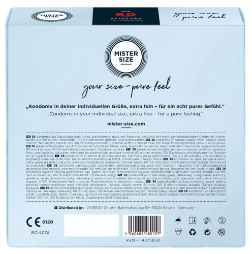 Mister Size vékony óvszer - 60mm (36 db) - Bio és natúr intim termékek