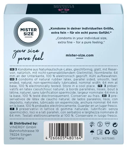 Mister Size vékony óvszer - 64mm (3db) - Bio és natúr intim termékek