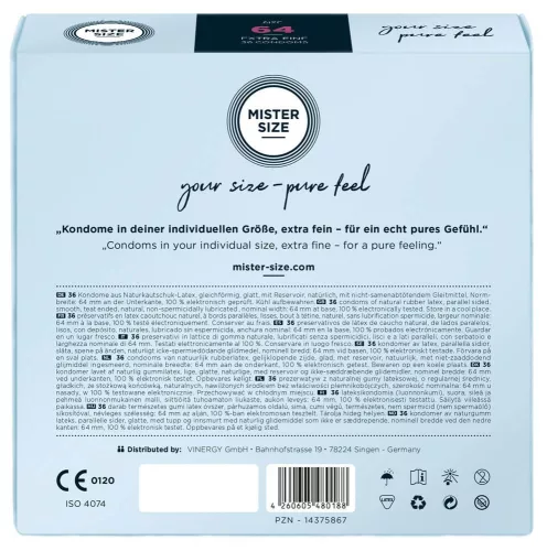 Mister Size vékony óvszer - 64mm (36 db) - Bio és natúr intim termékek