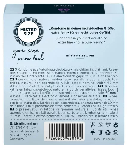 Mister Size vékony óvszer - 69mm (3db) - Bio és natúr intim termékek