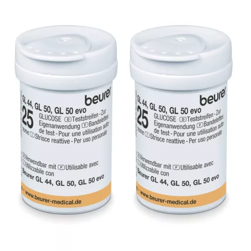 Beurer Tesztcsík GL 44 / GL 50 (evo) (2x25) -   5 nyelvű vércukorszintmérő - Bio és natúr kozmetikumok