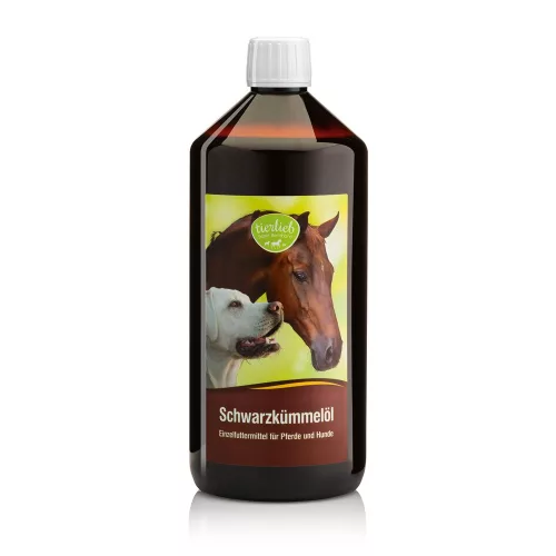 Tierlieb 100%-os tisztaságú Feketeköménymag olaj lovaknak és kutyáknak S.Bernhard 1000 ml - 