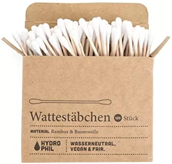Hydrophil fültisztító pálcika bambuszból és biopamutból 100 db - Bio és natúr kozmetikumok
