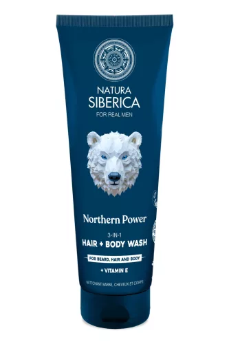 Natura Siberica  „Northern Power” 3 az 1-ben tusfürdő, haj- és szakállmosó férfiaknak - 