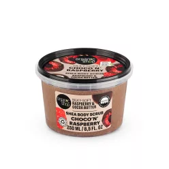 Organic Shop  “Csokis málna” Puhító testradír málnával és kakaóvajjal - 