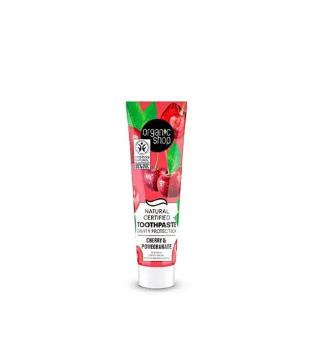 Organic Shop Minősített szuvasodás elleni fogkrém cseresznyével és gránátalmával  100g - Bio és natúr kozmetikumok