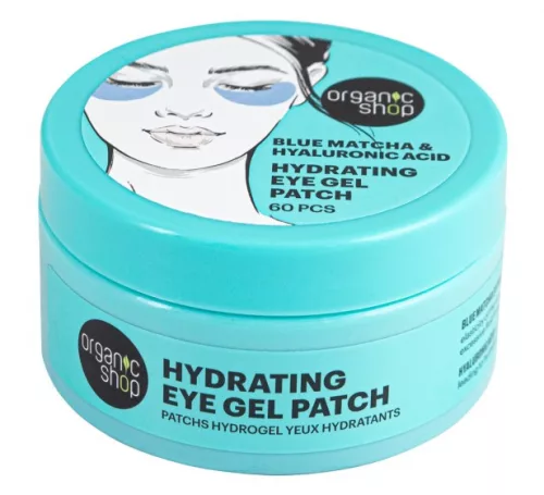 Organic Shop Hidratáló gél szemmaszk kék matcha-kivonattal és hialuronsavval 60 db - Bio és natúr kozmetikumok