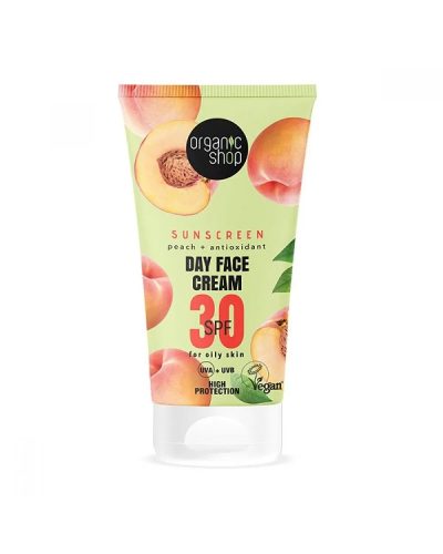 Organic Shop Fényvédő nappali arckrém őszibarackkal és antioxidánsokkal SPF30 ( zsíros bőrre)