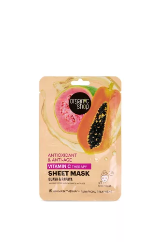 Organic Shop Antioxidáns és anti-aging fátyolmaszk guavával és papayával - Bio és natúr kozmetikumok