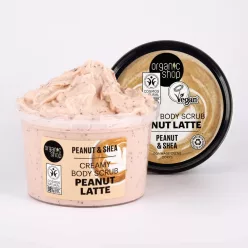 Organic Shop Peanut Latte krémes testradír mogyoróval és shea vajjal - Bio és natúr kozmetikumok