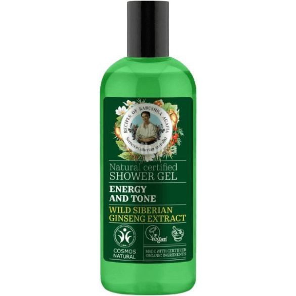 Babushka Agafia bio tusfürdő gél energetizáló és tonizáló vad szibériaiginzeng kivonattal 260 ml