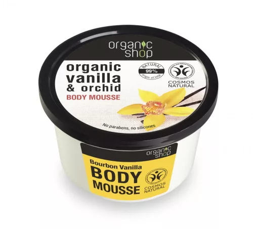 Organic Shop Testápoló mousse Bourbon vanília  250 ml - Bio és natúr kozmetikumok