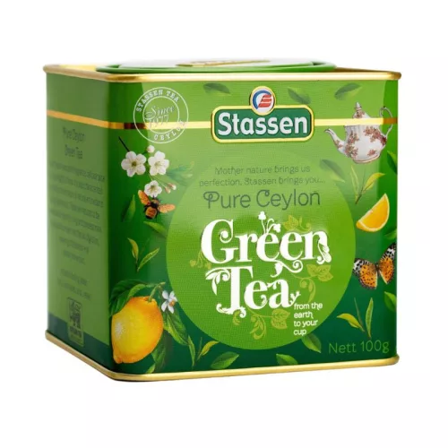 Stassen zöld tea szálas fémdobozos 100 g - Bio és natúr élelmiszerek