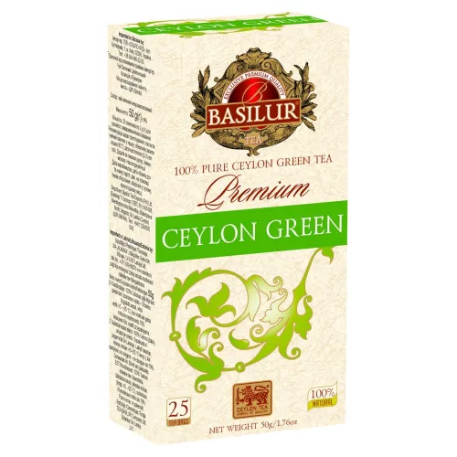 Basilur premium green zöld tea 25 filter 50 g - Bio és natúr élelmiszerek