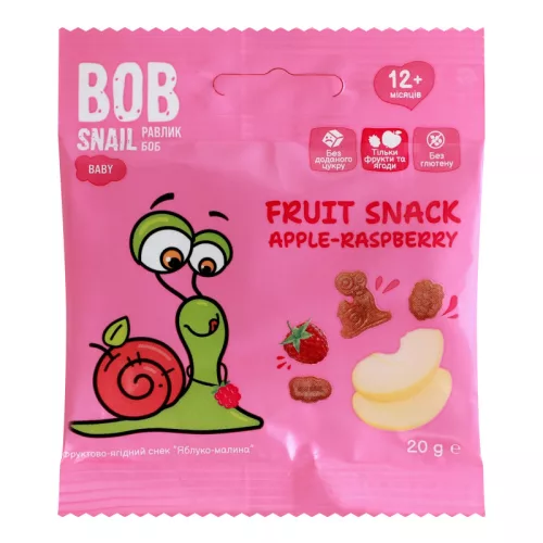 Bob Snail gyümölcs snack alma-málna 20 g