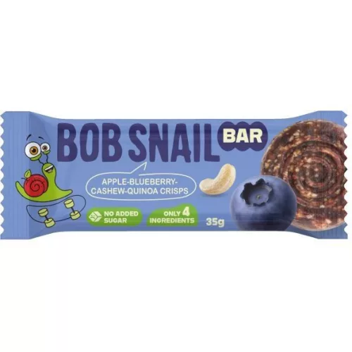 Bob Snail gyümölcsszelet magokkal alma-áfonya-kesudió-quinoa ropogós 35 g – Aszalvány