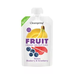 Clearspring Bio Gyüm.püré banán-áfonya-eper 100 g - 