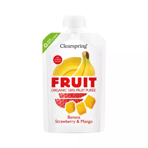 Clearspring Bio Gyüm.püré banán-mangó-eper 100 g - 
