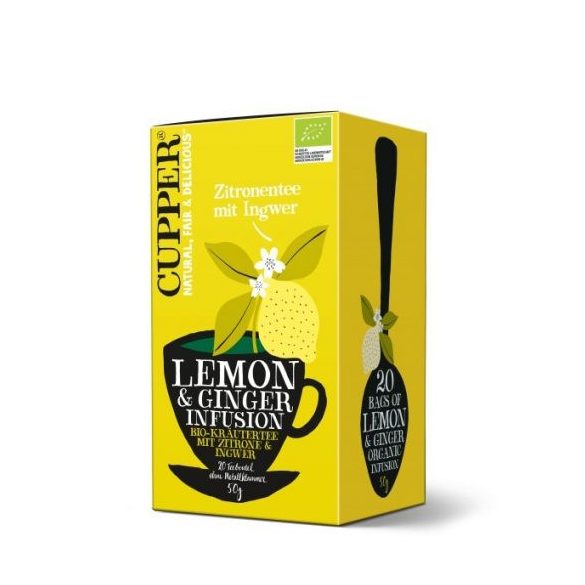 Cupper bio lemon&ginger citrom-gyömbér gyümölcstea 20 db 50 g