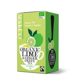 Cupper bio lime&ginger lime-gyömbér zöld tea 20 db 35 g - Bio és natúr élelmiszerek