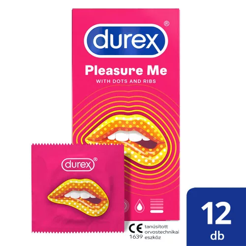 Durex Emoji PleasureMe - bordás-pontozott óvszer (12 db) - Bio és natúr intim termékek