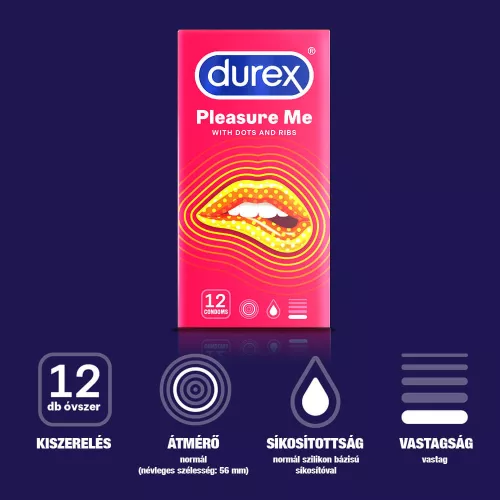 Durex Emoji PleasureMe - bordás-pontozott óvszer (12 db) - Bio és natúr intim termékek