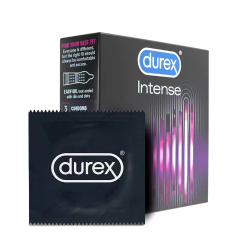 Durex Intense - bordázott és pontozott óvszer(3db) - - Bio és natúr intim termékek