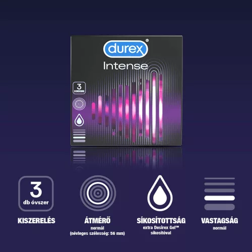 Durex Intense - bordázott és pontozott óvszer(3db) - - Bio és natúr intim termékek